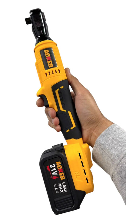 Llave de Chicharra Inalámbrica 21V 130Nm | Motor Brushless, Cabezal 90° y 3 Baterías 3.0Ah