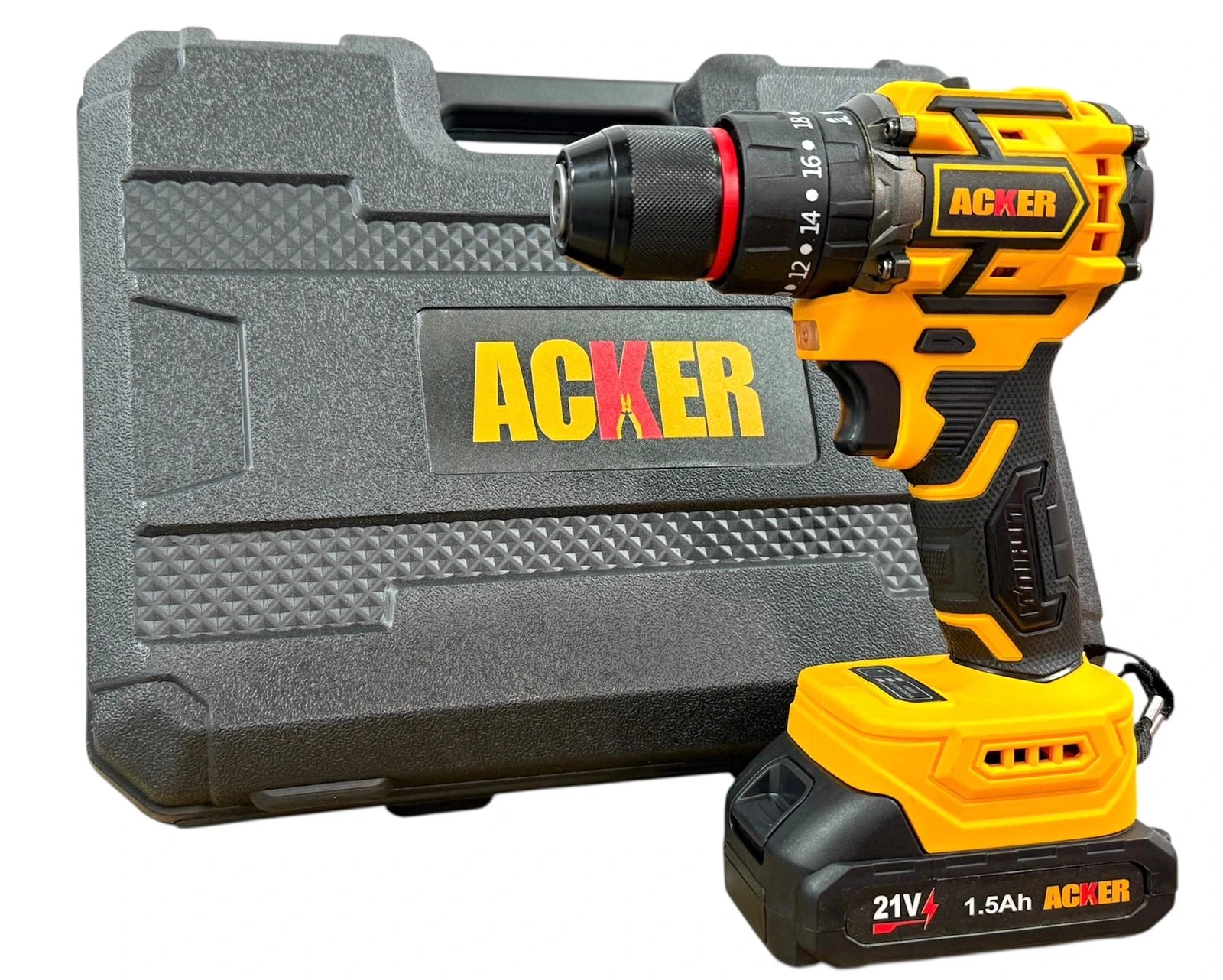 Taladro inalambrico acker tools 21 v con su caja